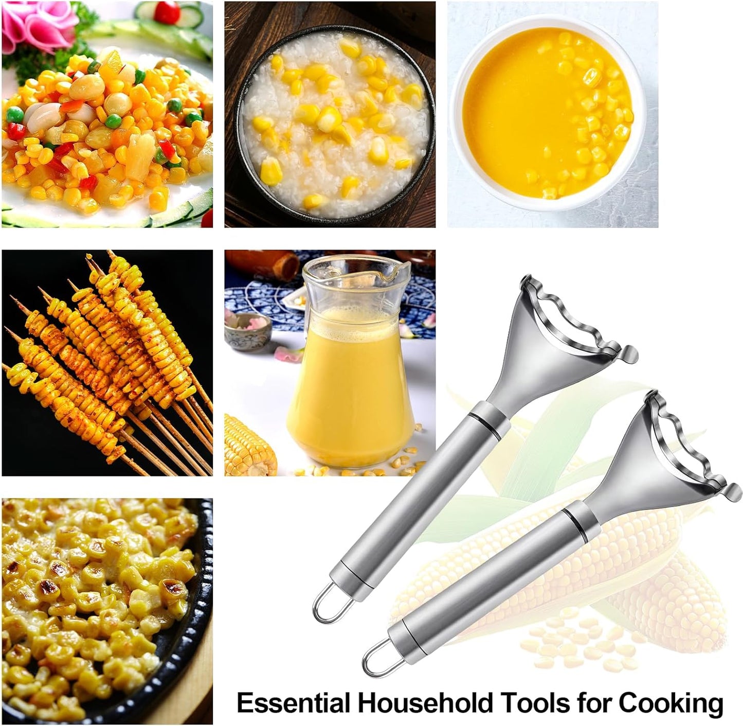 2 Pcs Corn Peeler, Corn Stripper Corn Cob Stripper Tool,Corn Stripper for Corn on the Cob Remover Tool,Corn Thresher with Ergonomic Handle,Kitchen Gadget