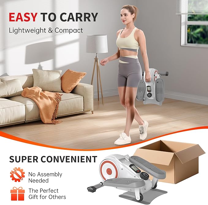 Under Desk Elliptical Machine, Electric Ellipse Leg Exerciser as Seen on TV for Seniors, Pedal Exerciser Fully Assembled with 8 Resistance Levels, Portable Leg Exerciser for Home Office