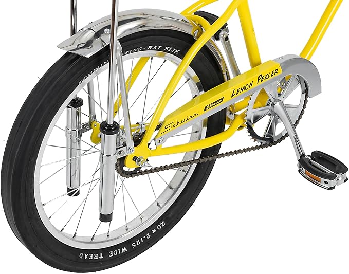 Schwinn Krate Classic Sting-Ray Bike, 20 Inch Bike for Kids or Adults, Steel Frame & Springer Fork, Fenders, Single Speed, Coaster Brake, Grey Ghost, Lemon Peeler, Coal, Grape, Orange or Apple