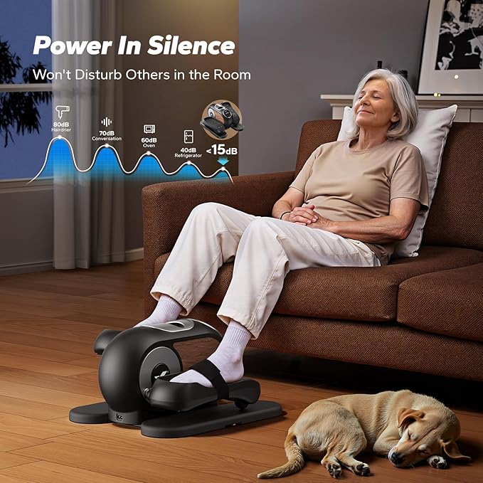 MERACH Under Desk Elliptical Machine, Ellipse Leg Exerciser as Seen on TV for Seniors with Remote Control & 12-Speeds, Quiet Portable Electric Seated Pedal Exerciser Machine for Home Office