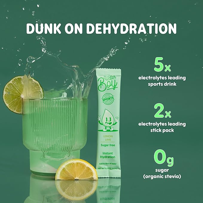 Waterboy Workout Hydration | 2,960mg Sugar Free Electrolyte Powder Packets | L-Glutamine + Vitamins | No Sugar, All Natural, Gluten Free (Variety)