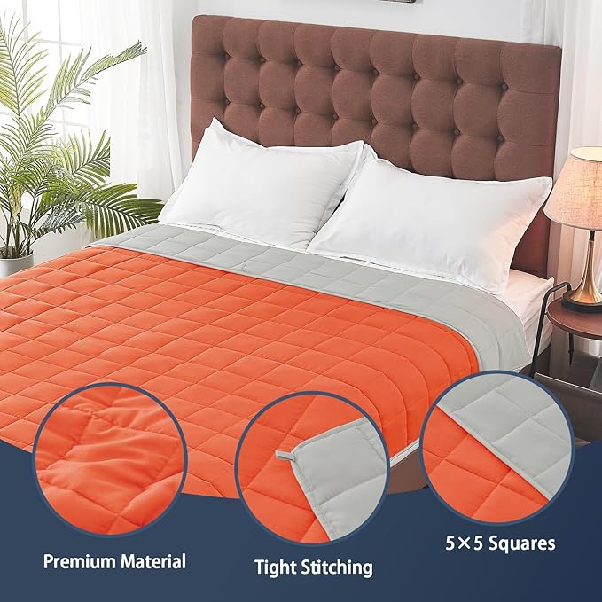 yescool Weighted Blanket for Adults (20 lbs, 88” x 104”, Orange) Cooling Heavy Blanket for Sleeping Perfect for 190-210 lbs, Queen Size Breathable Blanket with Premium Glass Bead, Machine Washable
