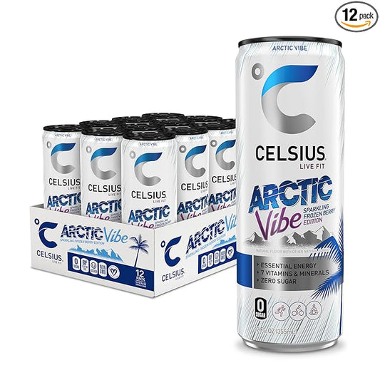 CELSIUS ARCTIC VIBE Sparkling Frozen Berry, Sugar Free Energy Drink, 12 Fl Oz (Pack of 12)