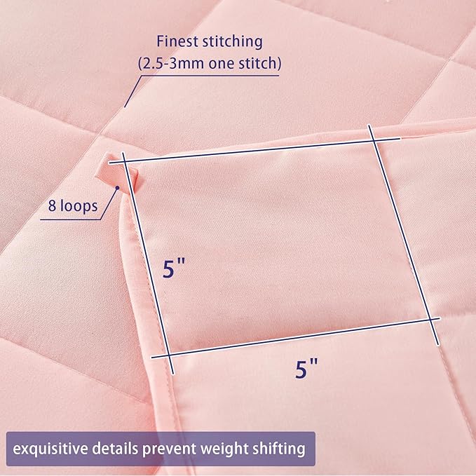 yescool King Size Weighted Blanket for Adults (25 lbs, 80” x 87”, Pink) Cooling Heavy Blanket for Sleeping Perfect for 240-260 lbs, Breathable Blanket for Adults & Couple All Season, Machine Washable