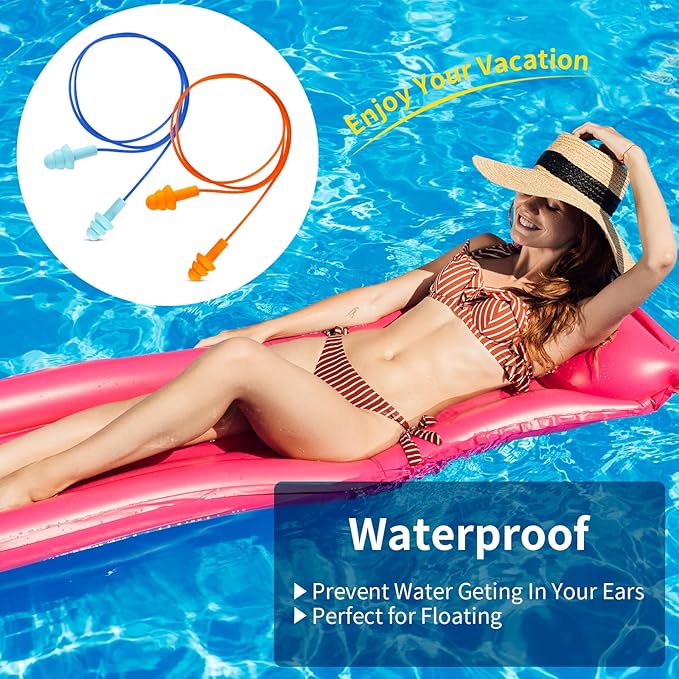 Ear Plugs for Swimming, Soft Ear Plugs for Sleeping Noise Cancelling, Reusable Ear Plug for Noise Reduction, Ear Protection, Silicone Earplugs for Swimming, Sleeping, Snoring, Work, Concerts, 6 Pairs