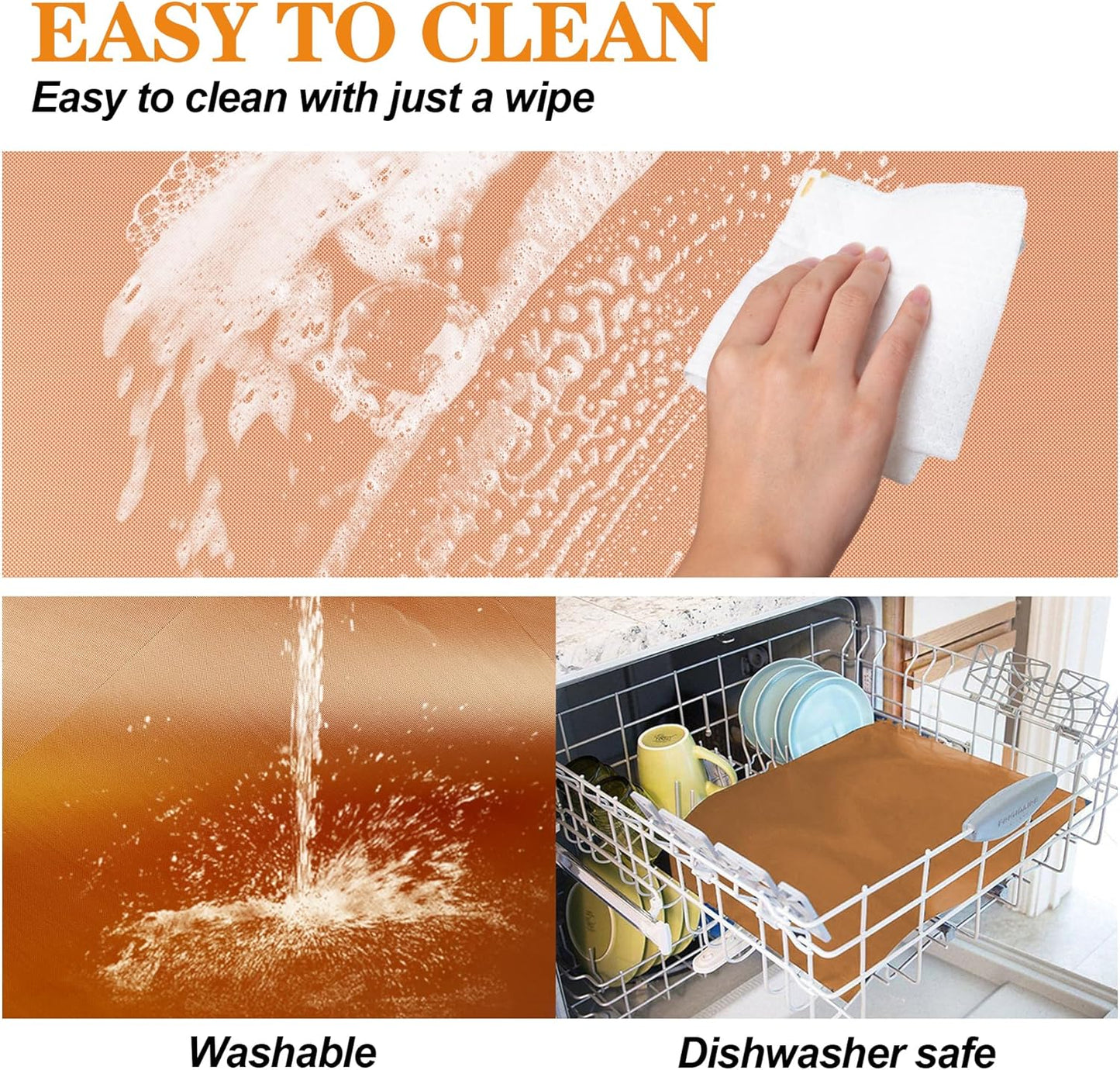 UBeesize 75 Inch Roll Reusable Copper Oven Liners for Bottom of Oven,Thick Heavy Duty Non Stick Teflon Oven Mats Cut to Custom Fit Electric, Gas, Toaster,Convection, Microwave Ovens and Grills