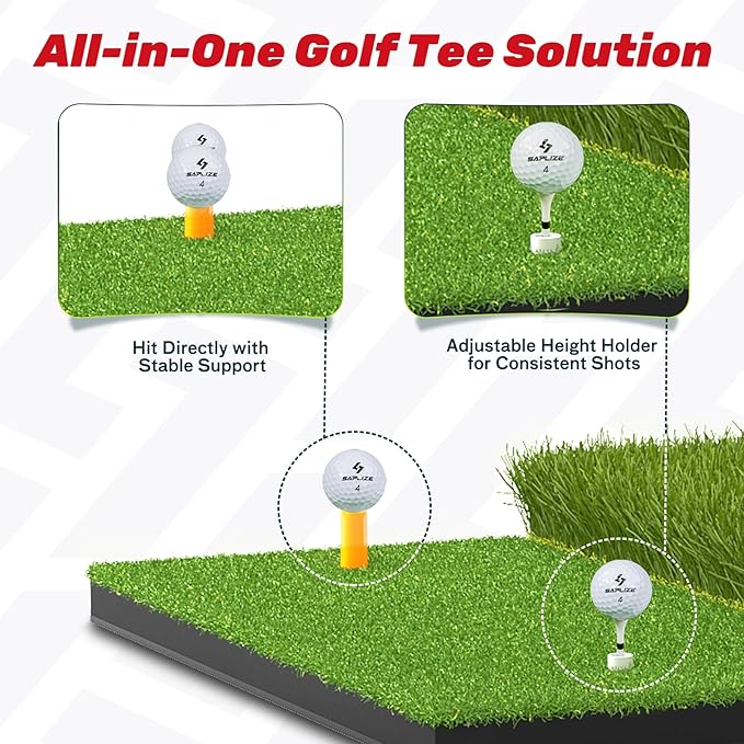 SAPLIZE Foldable Heavy-Duty Golf Hitting Mat, Practice Mat with 10mm EVA Rubber Backing, Larger Size for Indoor/Outdoor Swing and Chipping Practice, Anti-Deformation