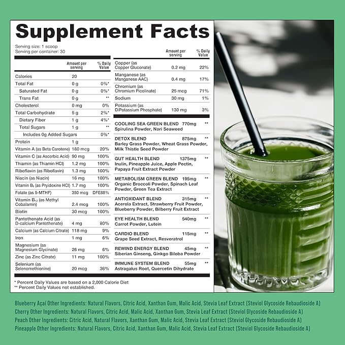 Best Tasting Vita Variety Sample Stick Pouch - Super Greens Powder Packets - Delicious Green Juice Drink Mix with Amazing Flavor - Over 40 Superfoods - Variety Pack