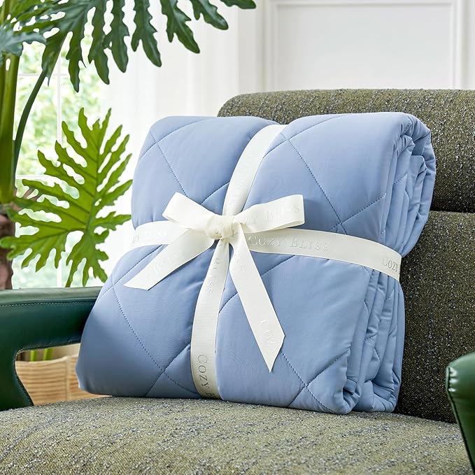 Cozy Bliss Cooling Blanket for Hot Sleepers, Q-Max 0.4 Cooling Comfort for Girls Boys, Cold Blankets for Night Sweats Sleeping, Ultra-Cool Lightweight Breathable Summer Blanket for Travel