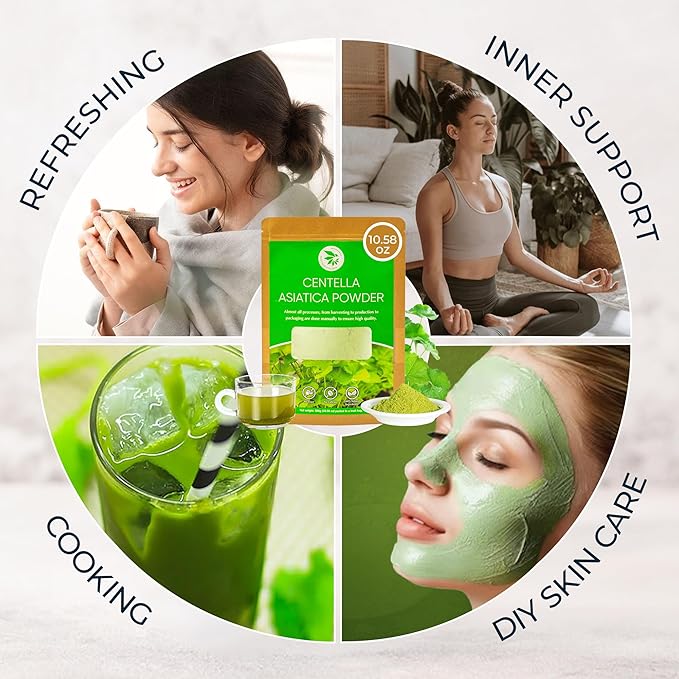 Centella Asiatica Powder (Gotu Kola) - 10.58 oz, Herbal Tea for Cooling & Refreshing, Supports Skin & Wellness, Freeze-Dried & Finely Ground, No Additives, No Caffeine, Gluten Free