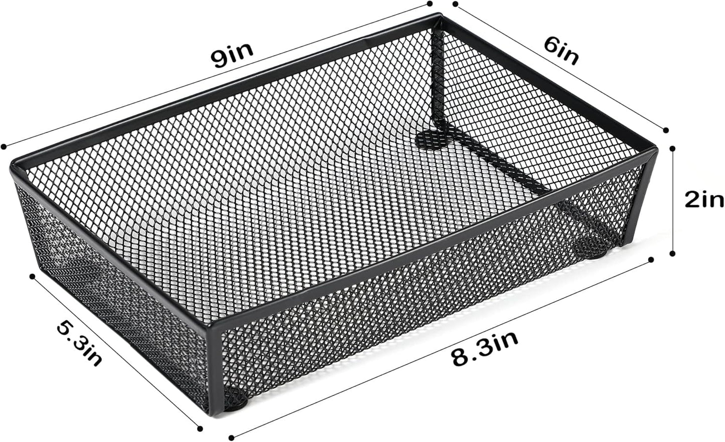 BYCY 4 Pack Silverware Drawer Organizer, Mesh Utensil Organizer for Kitchen Storage, Black Steel Metal Mesh Tray for Flatware Fork Spoon Knife (9 x 6 x 2 Inch,black)