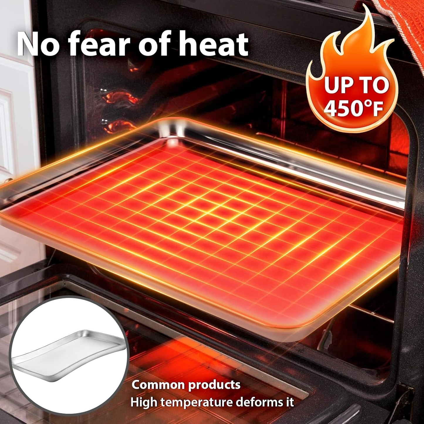 Stainless Steel Cookie Sheets, Baking Sheet Pan Set of 3, Non Stick and Heavy Duty and Easy Clean, 9/12/16 Inch