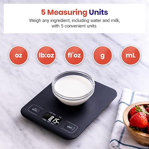 Etekcity Food Kitchen Scale, Digital Mechanical Weighing Scale,Grams and Ounces for Weight Loss, Baking, Cooking, Keto and Meal Prep,Packages, Liquids, Jewelry, LCD Display, Medium, Black