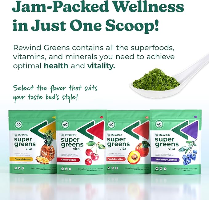 Best Tasting Super Greens Powder with 40+ Superfoods – Delicious Daily Green Powder with Vitamin B12, Zinc, Vitamin C, Magnesium & Calcium – Green Juice Superfood Mix - Blueberry Acai Flavor
