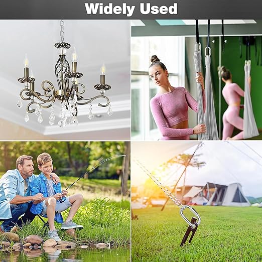 M12-12 Pack 4.17“ Quick Links Chain Connectors, 1/2" Galvanized Chain Locking Carabiners Hooks, 2500LBS Heavy Duty Thread Quick Link Clips, Twist Oval Keychain D Shape for Swing, Camping