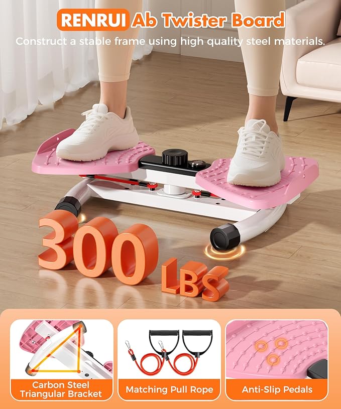 Waist Twisting Machine Fitness Tool, Ab Twister Board with the Smart LED Digital Monitor, 330LBS Capacity & 20dB Ultra-Quiet, Anti-Slip Home Gym Workout Equipment for Women Belly Fat