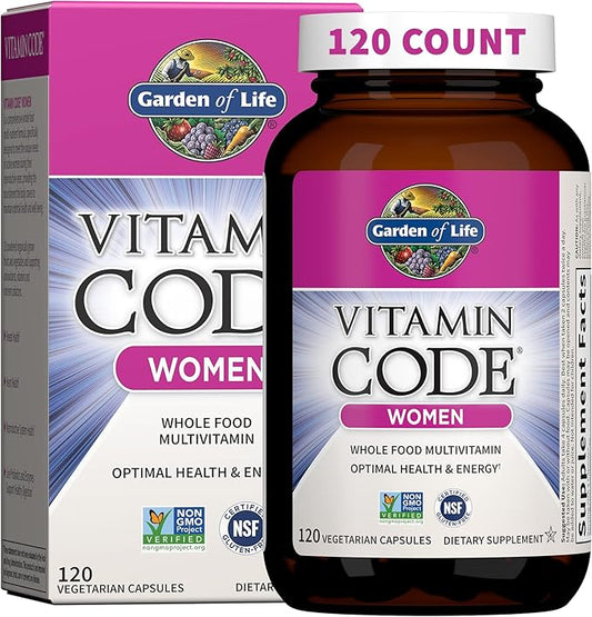 Garden of Life Multivitamin for Women, Vitamin Code Women's Multi - Whole Food Womens Multi Vitamins, Iron, Folate not Folic Acid, Vitamin A and Probiotics for Womens Energy, 120 Vegetarian Capsules