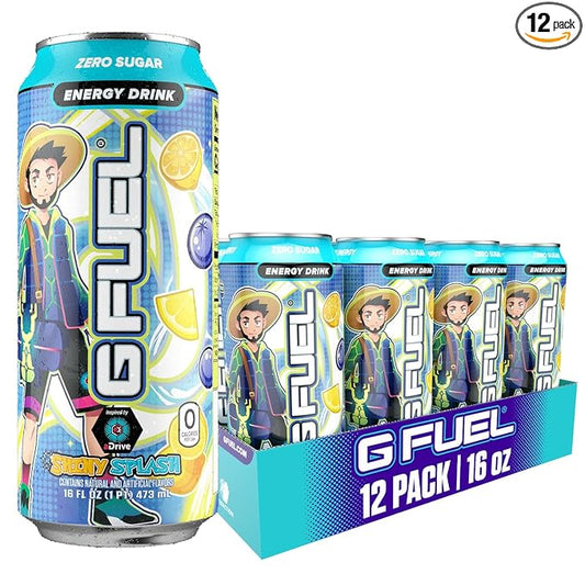 G Fuel Energy Drink, Blueberry Lemonade, Sugar Free Beverage with 140mg Caffeine, Daily Energy Boost with Focus Amino, Vitamin + Antioxidants, 16 oz Cans (aDrive, 12-Pack)