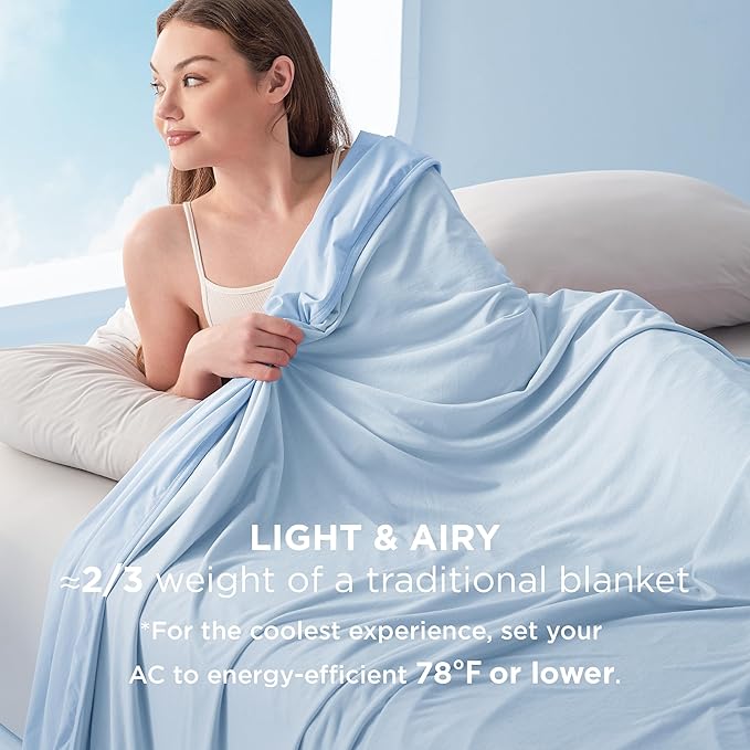 Bedsure Summer Cooling Blanket King Size for Hot Sleepers with Sports Mesh Design, Arc-Chill Q-Max 0.4 Lightweight Breathable Ice Cold Blanket for Night Sweats, 108 x 90 Inches, Mesh Blue