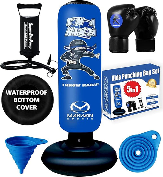 Durable Inflatable Kids Punching Bag for Karate and Boxing – Bounce-Back Martial Arts Bag for Boys and Girls, Great Birthday Gift to Relieve Energy and Build Skills for Boys Ages 4-12