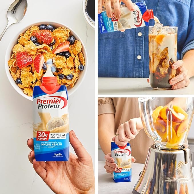 Premier Protein Protein Shake, Vanilla, 30g Protein, No Added Sugar, 11 fl oz Pack of 12 (Packaging May Vary)