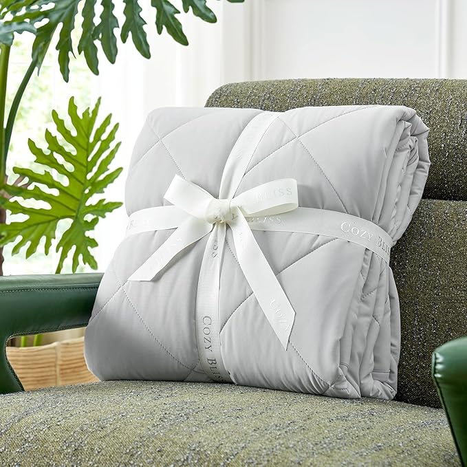 Cozy Bliss Cooling Blanket for Hot Sleepers, Q-Max 0.4 Cooling Comfort Throw Twin Size, Cold Blankets for Night Sweats Sleeping, Ultra-Cool Lightweight Breathable Summer Blanket for Bed Travel
