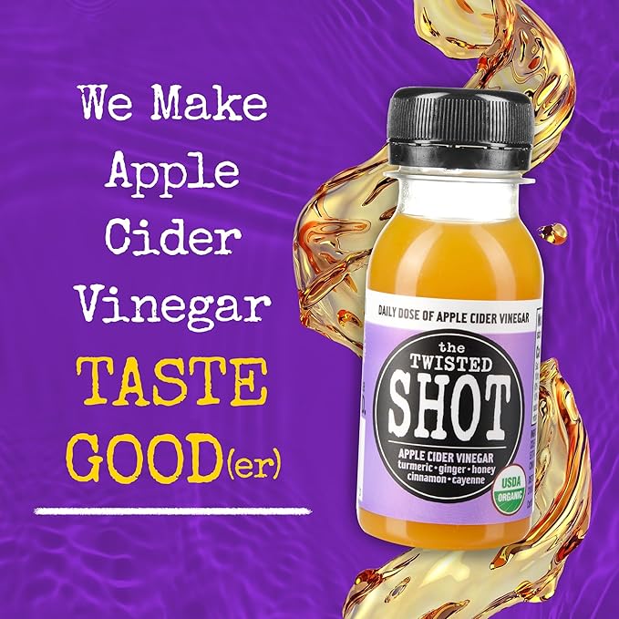 The Twisted Shot | Organic Apple Cider Vinegar Wellness Shots with Ginger, Turmeric, Honey, Cinnamon and Cayenne | Digestion, Immunity, and Gut Health Support | Ready to Drink | 32 oz