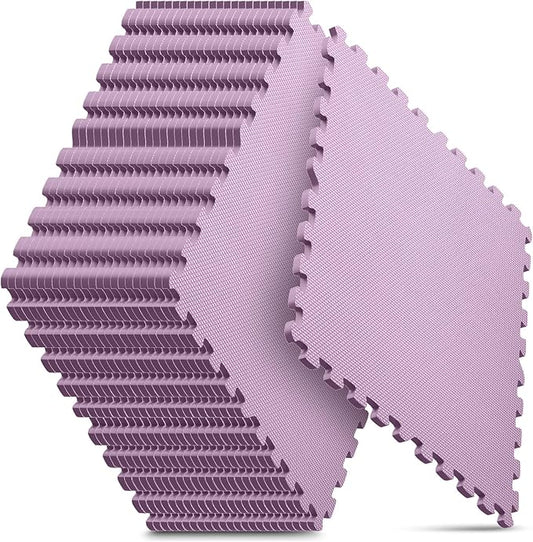 Home Gym Mat, Puzzle Exercise Mat, EVA Interlocking Foam Floor Tiles for Home Workout Equipment and Kids' Play Areas - Blue, 24 in x 24 in x ½ in - (Pink, 24 Pack(96 SQ FT))