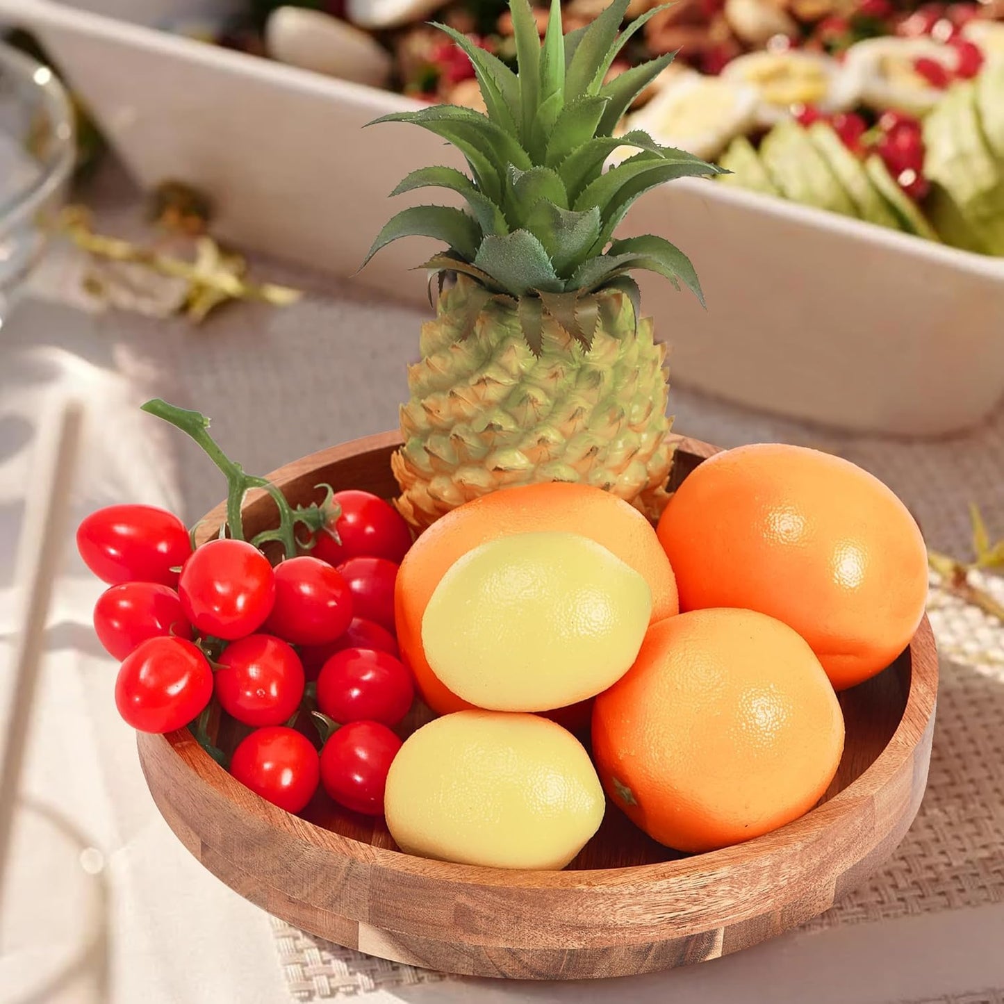 9 Inch Acacia Wood Lazy Susan Organizer for Cabinet, Lazy Susan Turntable for Countertop Table Pantry, Kitchen Turntable Storege Container