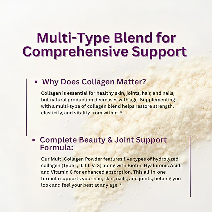 Micro Ingredients Multi Collagen Peptides Powder, 16oz | Type I, II, III, V, X + Biotin, Vitamin C & Hyaluronic Acid | Unflavored | Supports Hair, Skin & Joint Health | Keto, Non-GMO
