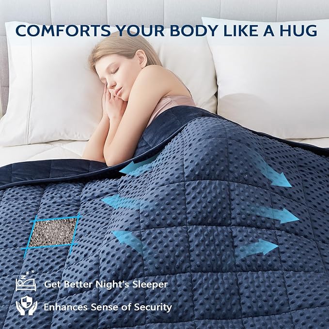 L'AGRATY Weighted Blanket for Adult - 48"x72" 15lbs Minky Dots Heavy Blanket with Glass Beads: Soft Breathable for All-Season Summer Fall Winter Thick Comfort for Sleeping