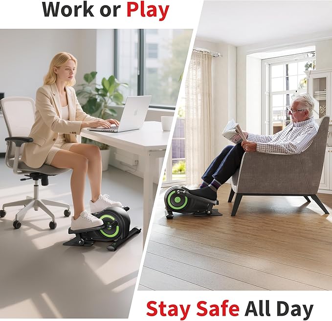 Under Desk Elliptical Machine, Electric Ellipse Leg Exerciser as Seen on TV for Seniors, Pedal Exerciser Fully Assembled with 8 Resistance Levels, Portable Leg Exerciser for Home Office