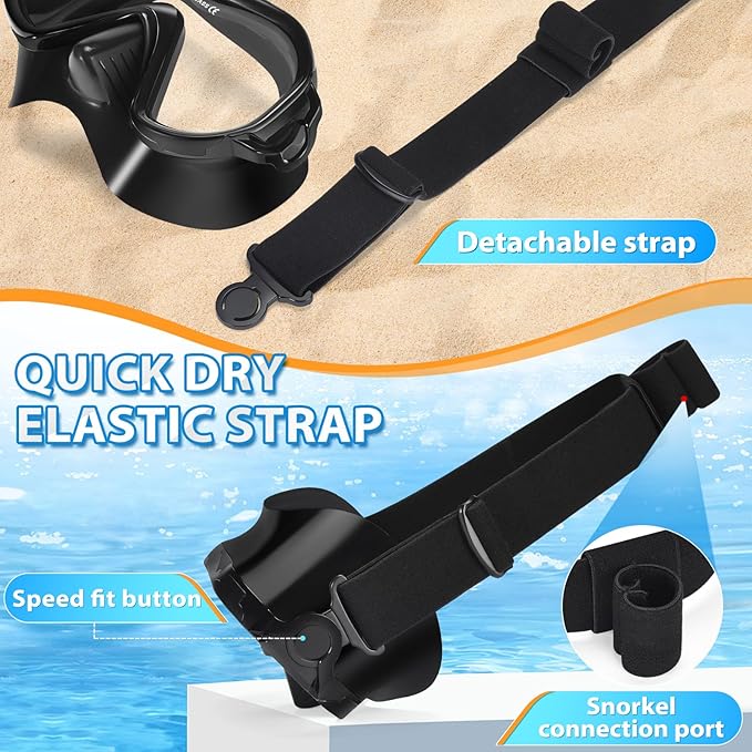 Supertrip Adult Swim Goggles Swimming Goggles with Nose Cover Elastic Fabric Strap Tempered Glass Snorkeling Gear for Adults