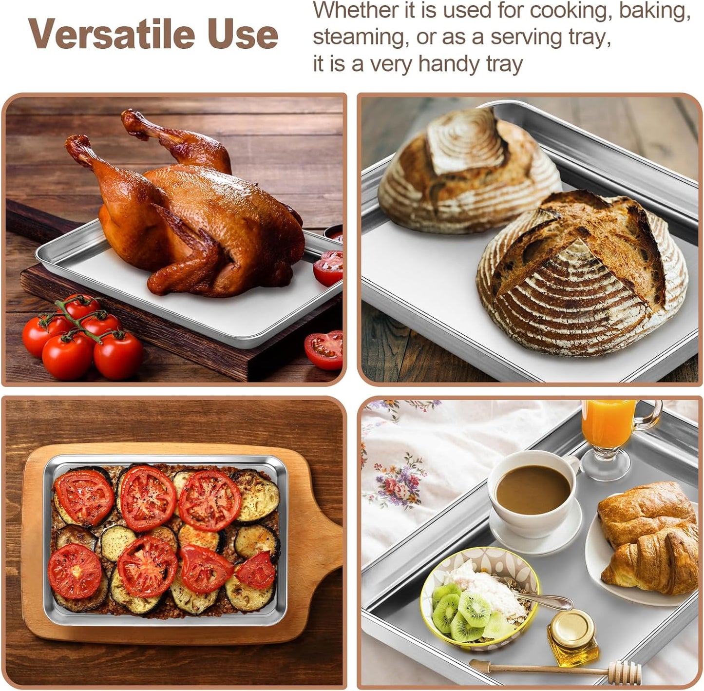 Cookie Sheets for Baking, Stainless Steel Baking Sheet Cookie Sheet, 10/12 Inch Toaster Oven Pans Set of 2, Dishwasher Safe & Mirror Finish & Rust Resistant