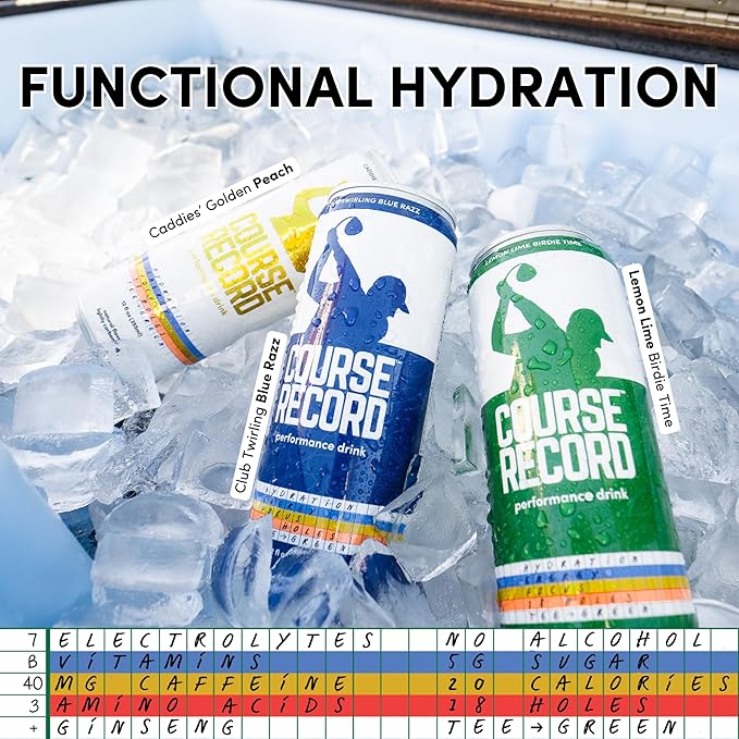 Functional Hydration Drink for Golfers β COURSE RECORD Variety Pack β Electrolytes, Calm Energy & Focus β Healthy Sports Drink β 12-Pack (12oz Cans) β Low Sugar, Low Caffeine
