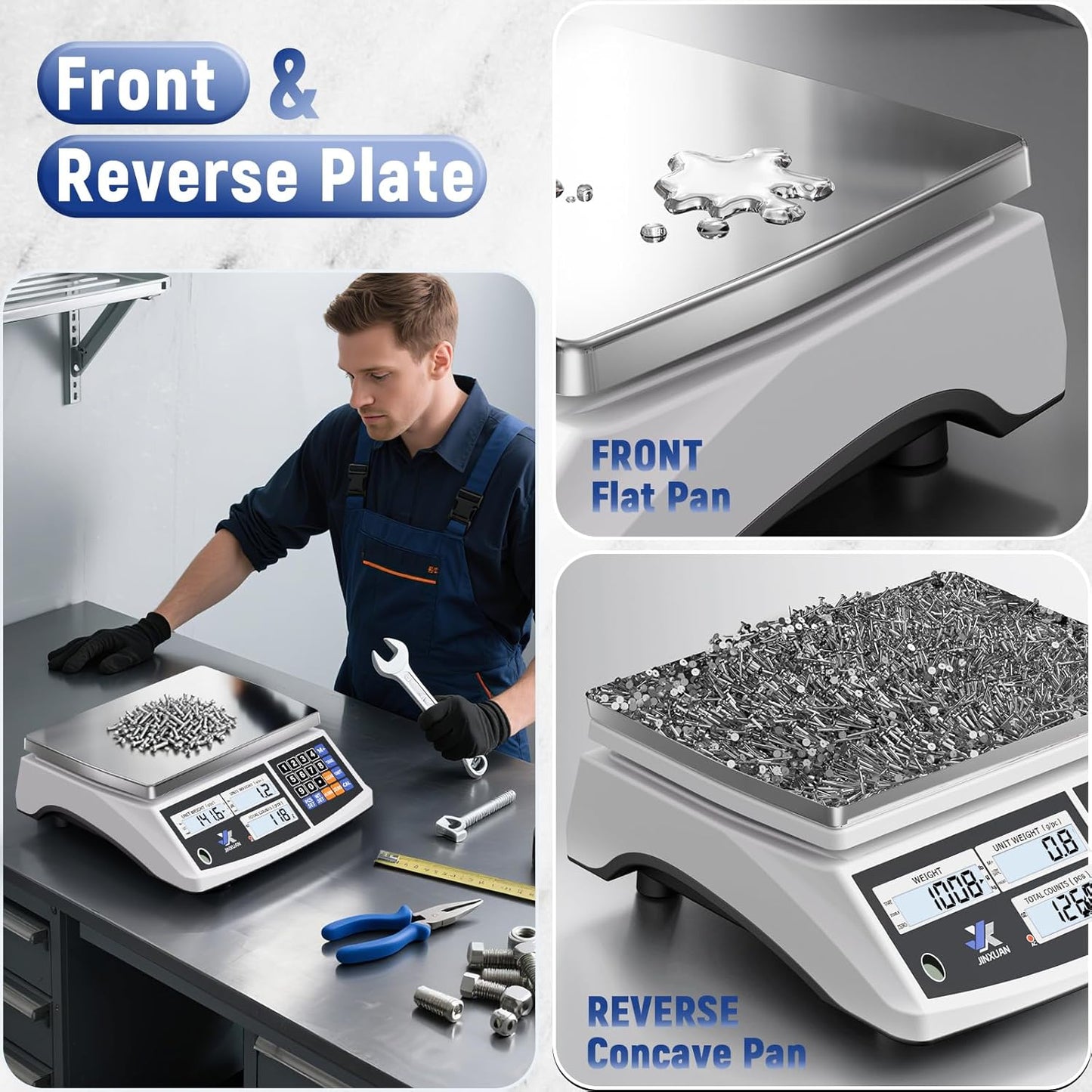 Industrial Price Counting Scale, 22lb/10kg Digital Bench Scale Inventory Scale for Small Parts Coin Scale, lb/g/kg/oz Units Electronic Scale with Backlight LCD Display, Large Platform, 0.0002lb/0.1g