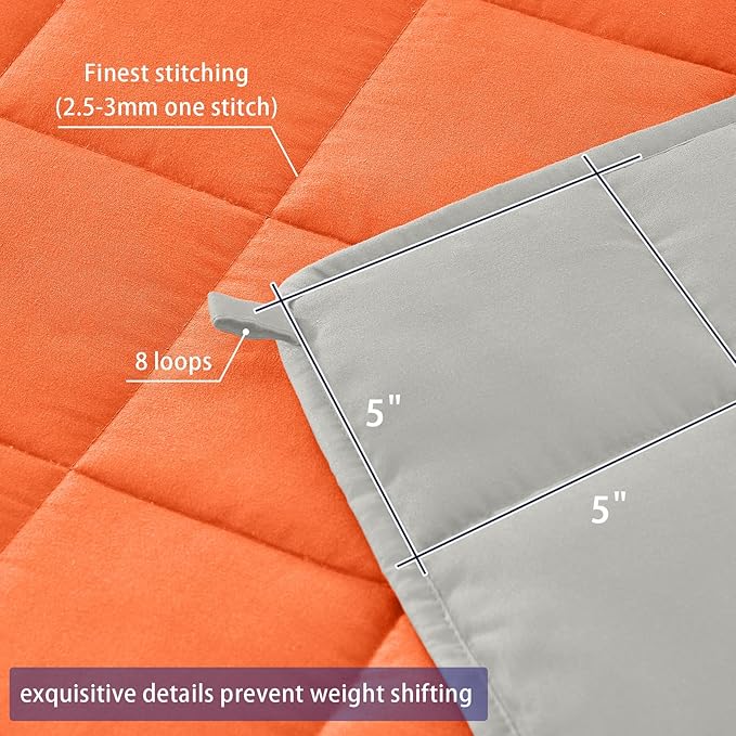 yescool Weighted Blanket for Adults (20 lbs, 88” x 104”, Orange) Cooling Heavy Blanket for Sleeping Perfect for 190-210 lbs, Queen Size Breathable Blanket with Premium Glass Bead, Machine Washable