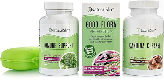 NaturalSlim Candida Cleanse Support Supplements Bundle - Candiseptic Kit Anti Overgrowth, Gut & Colon Cleansing Capsules - Formulated by Frank Suarez (1 Pack)