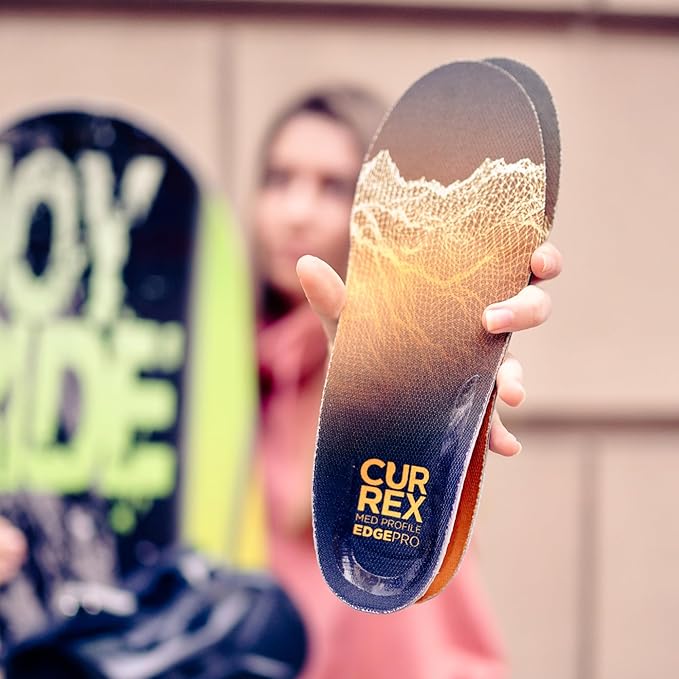 CURREX EdgePro Thermo Regulating Ski Boot Insoles for Snowboarding, Skiing, & Winter Sports ??Ski Boot Inserts with Shock Absorbing Cushioning ??for Men & Women ??Medium Arch, Medium Size