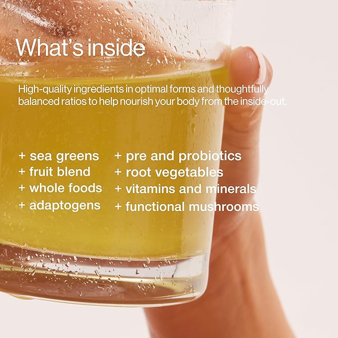 B.WILD Plant-Based Multivitamin Drink Mix – Refreshing Peach Green Tea with Prebiotics, Probiotics & Adaptogens for Gut Health & Stress Support – 30 Servings – Vegan, Gluten-Free