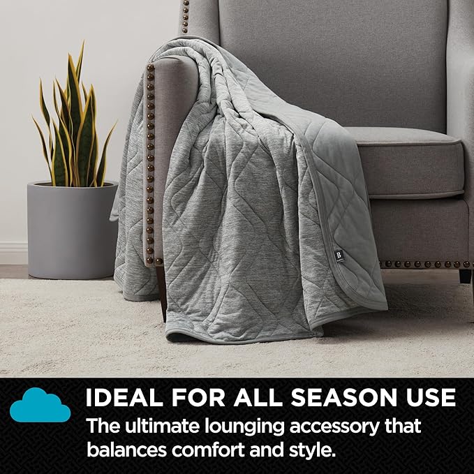 Brookstone Cooling Comfort Throw Blankets for Sleeping - Innovative Cooling Dual-Sided Throw - Oversized Cool Blanket for Hot Sleepers - Nylon and Polyethylene Blanket - Quite Shade