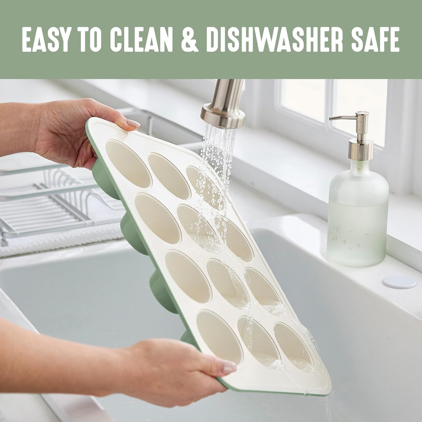 GreenLife 12-Cup Muffin Pan, Healthy Ceramic Nonstick Bakeware, PFOA & PFAS-Free Cupcake Tray, Durable Baking Pan, Versatile Kitchen Essential, Easy Clean Muffin Mold, Nonstick Baking Sheet, Sage