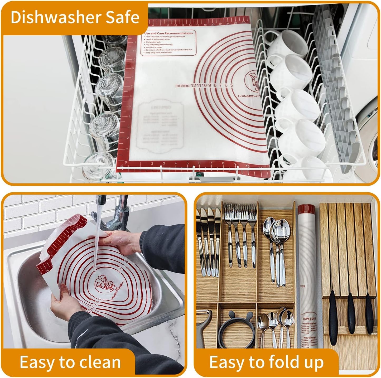 Silicone Baking Mat, Non Stick Pastry Mat Sheet for Dough Rolling, Nonslip Fondant/Pie Crust Mat, Counter Mat Oven Liner Mat for Making Cookies Macarons Bread Baking Supplies Extra Large 26 x 16 Inch