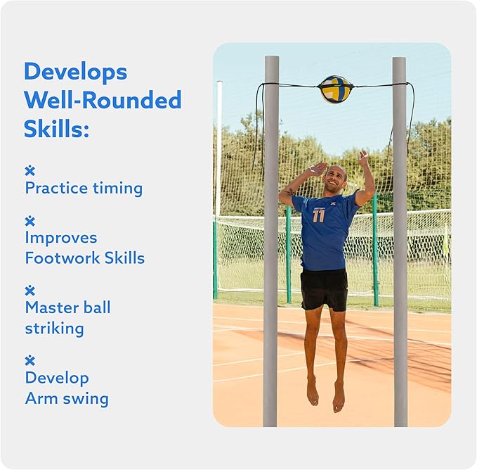 MOTOMY™ Volleyball Training Equipment Aid ‘VolleyPal’ – Solo Rebounder Trainer for Serve, Spike, Set & Pass; Indoor and Outdoor Practice Gear Gifts for Beginners & Experts