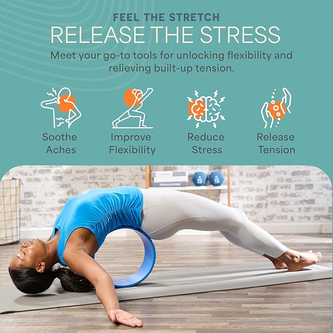 Lifepro Yoga Wheel Set for Shoulder & Neck Pain Relief, Back Alignment & Stretching, Roller for Popping, Cracking, and Stretching, Exercise Roller for Pain Relief and Flexibility