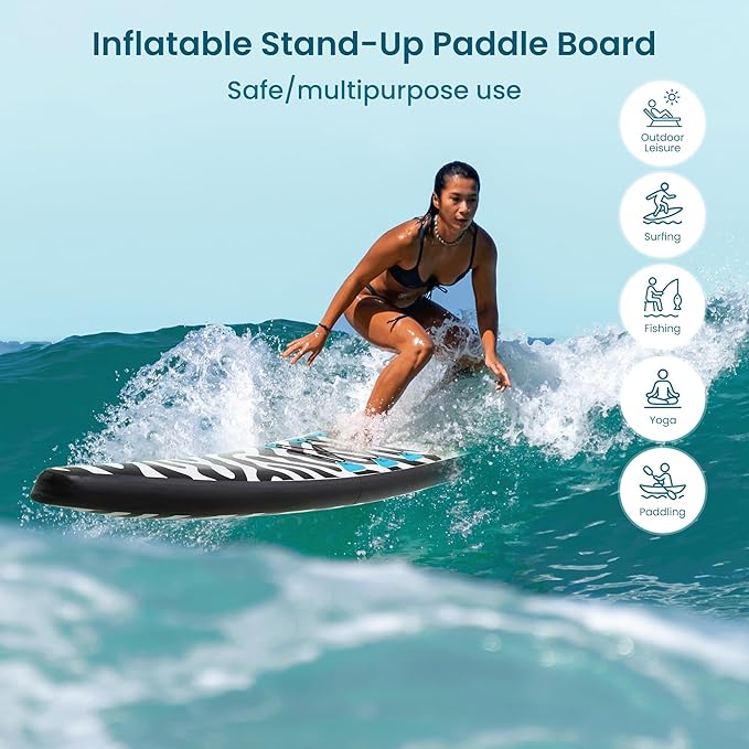 Paddle Board 14'x25’’ Inflatable Paddle Board with Complete SUP Accessories, Anti-Slip EVA Deck, Air Pump, Removable Fins, Carrying Handle, Backpack for Adult