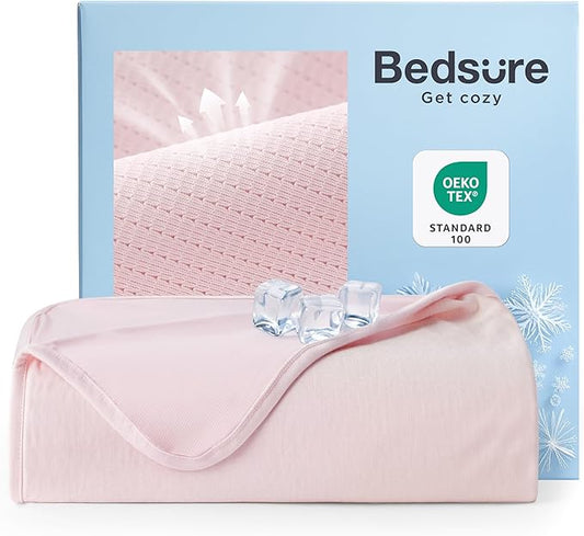Bedsure Summer Cooling Blanket Twin XL for Hot Sleepers with Sports Mesh Design, Arc-Chill Q-Max 0.4 Lightweight Breathable Ice Cold Blankets for College Dorm, 60 x 90 Inches, Mesh Pink