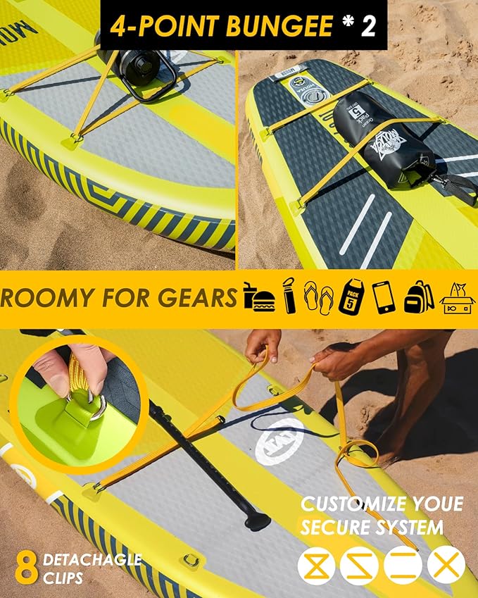 MOUSA 10‘8/11'×35" Extra Wide Inflatable Stand Up Paddle Board, Stable Paddleboard SUP for 2 People/Family, Anti-Slip Full EVA Deck, 3 Handles, 100L Backpack, All-Round Sup Board, Big Fin