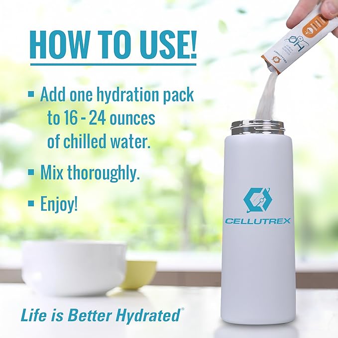 Cellutrex® H2O Electrolytes – Electrolyte Powder Drink Mix, Zero Sugar, Natural Salt Hydration Packets for Recovery and Wellness, Variety Pack, 20 Sticks