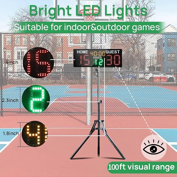YZ LED Super Bright Electronic Scoreboard, Battery Powered Digital Scoreboard with Remote, Tennis Score Keeper for Net,Basketball/Volleyball/Baseball/Cornhole Indoor Outdoor Buzzer